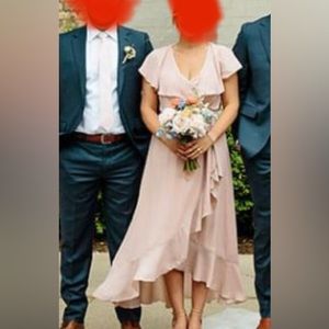 Jess Ruffle Midi Dress ~ Dusty Blush Crisp SIZE small